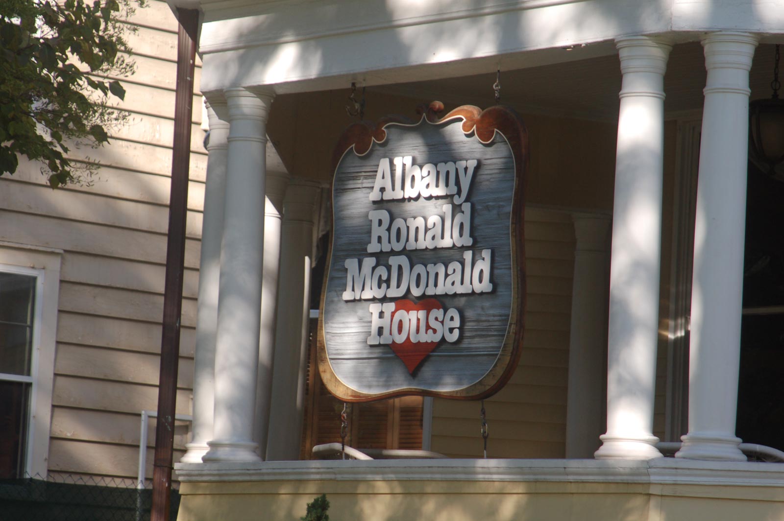 Close up of the Albany Ronald McDonald House sign