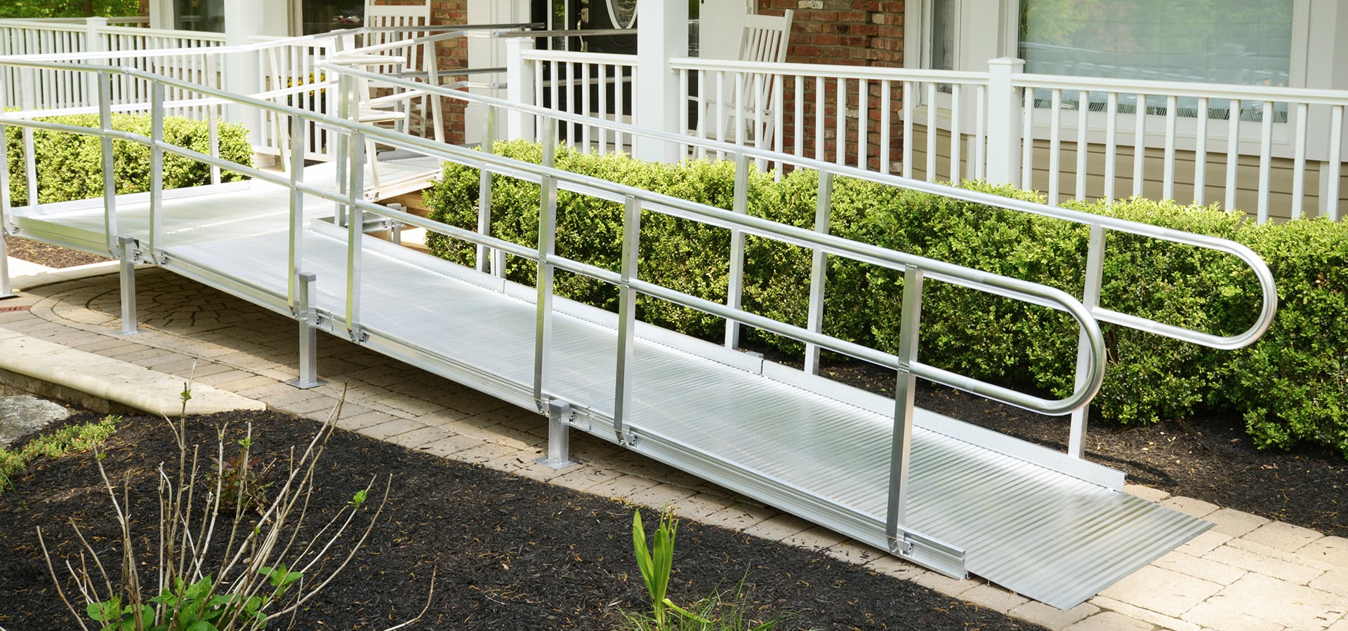 Aluminum ADA Handicap Ramp Outside a Home