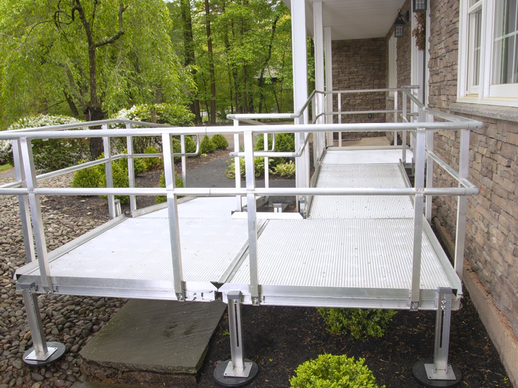 Breeze Series™ Open-Mesh Aluminum Wheelchair Ramp at a Home