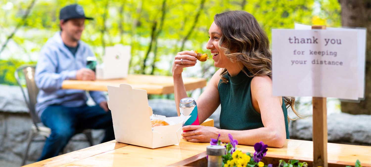 Social Distancing - Lady Eating Outside