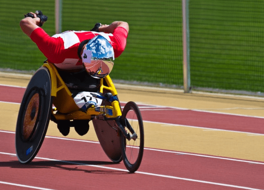 Para-athlete with Arms Behind Back in a Race