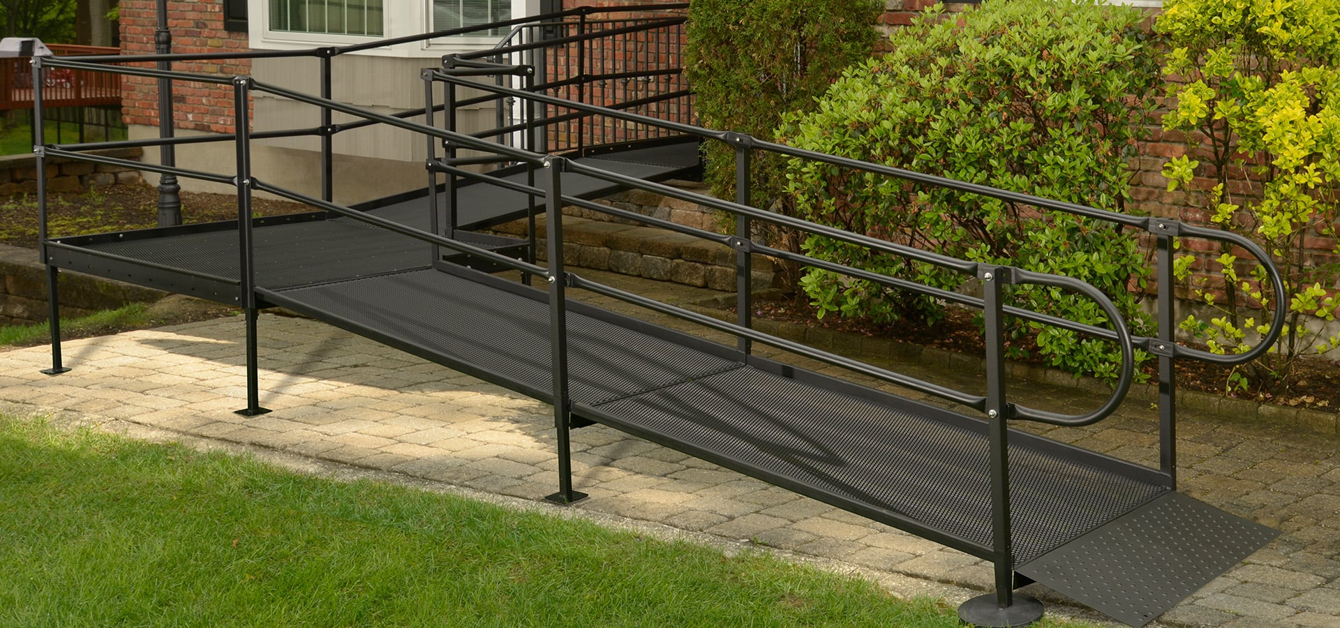 Steel Mesh Wheelchair Access Ramps Outside Someone's Home