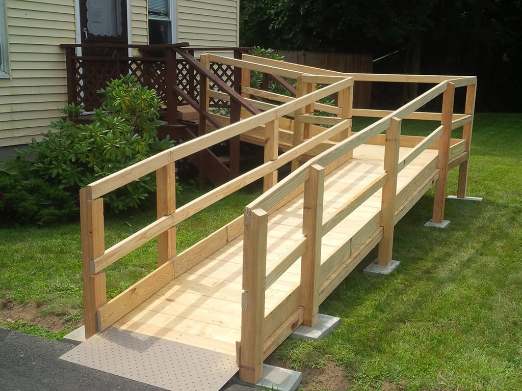 Wooden Ramp for Wheelchairs at Modular Home