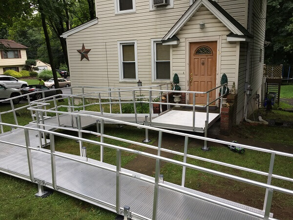 Solid Surface Aluminum Handicap Ramp Connected to a Home
