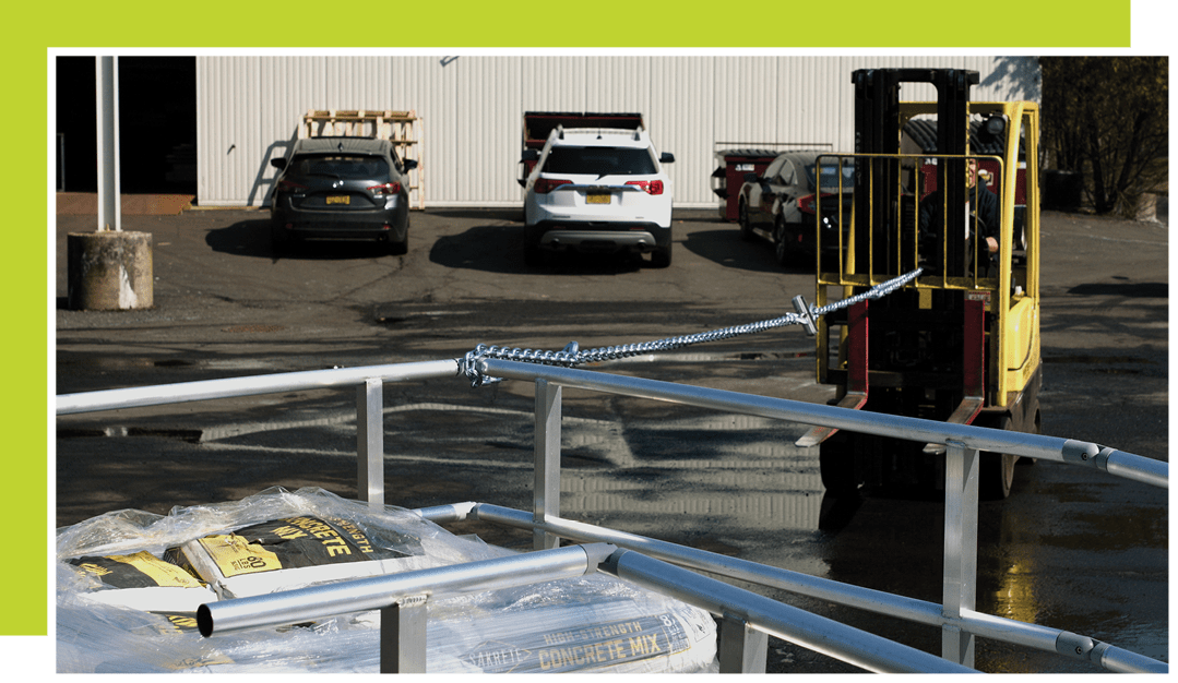 Forklift Testing the Pressure Resistance Safety Feature of a Handicap Ramp
