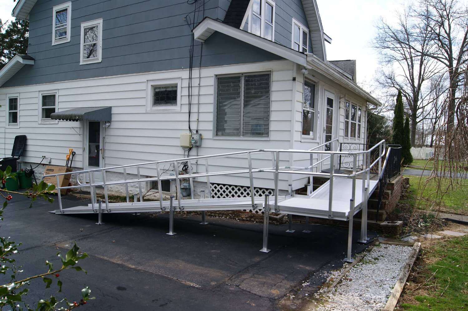 Ramp with a slope installed outside a home