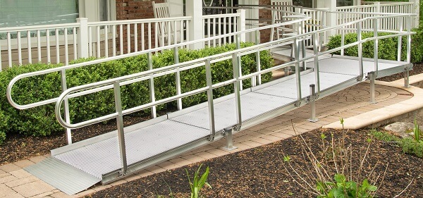Aluminum Mesh Wheelchair Ramp in front of home