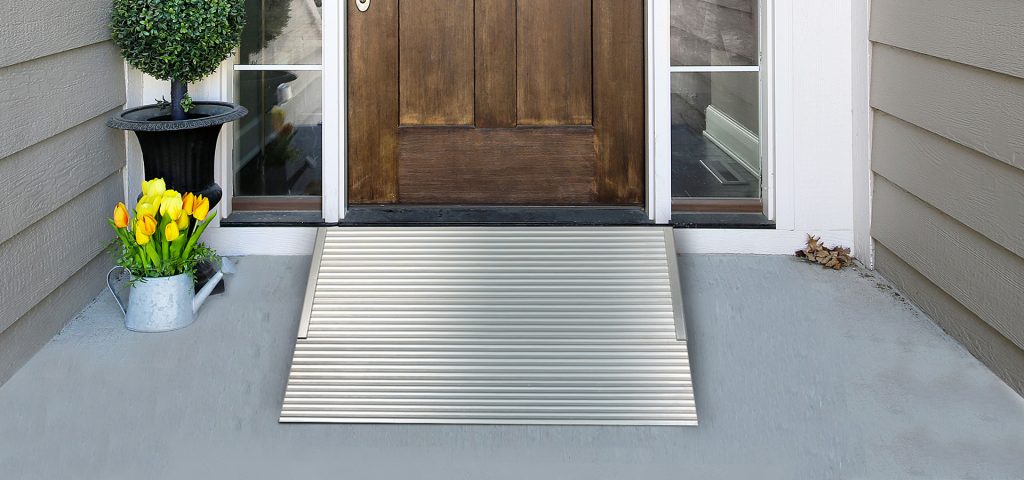 metal threshold ramp in front of door